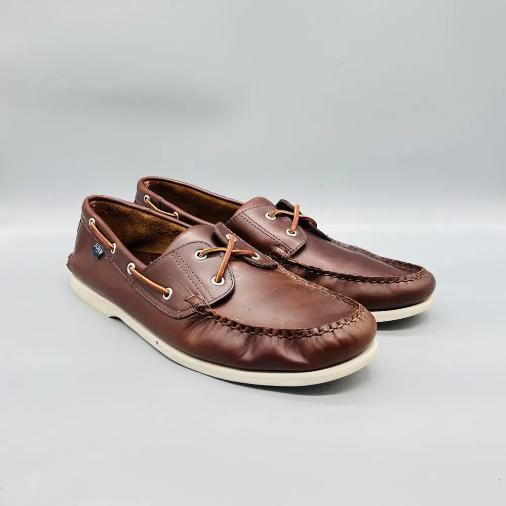 J Crew Shoes Mens 13 Brown Leather 2 Eye Boat Moc Toe Casual Comfort Nautical